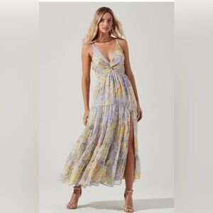 Elsa Floral Tiered Dress in Yellow and Purple